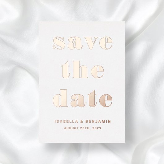Elegant Save the Date Wedding Roos Gold Foil Folie Uitnodiging