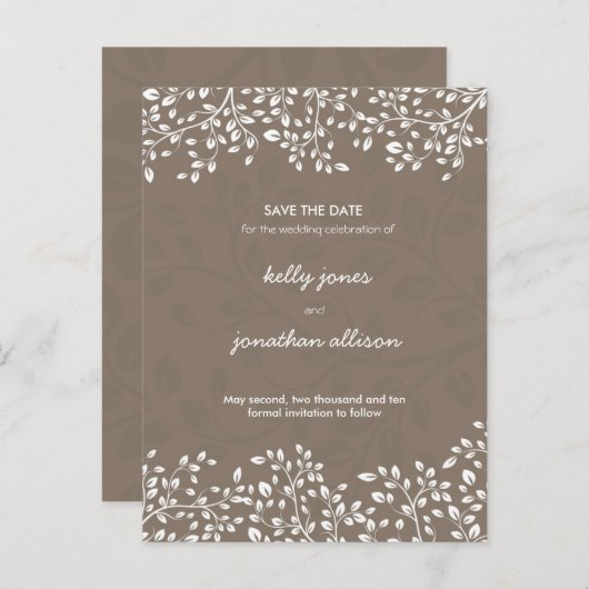 Elegant Save the Date Wedding Uitnodiging (Voorkant / Achterkant)