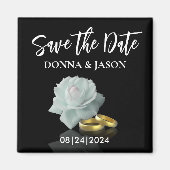 Elegant Save the Date White Rose Gold Rings Script Magneet (Voorkant)