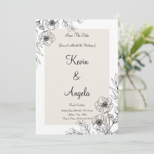 Elegant save the date wieden kaart (Staand voorkant)