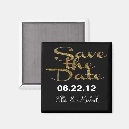 Elegant Save the date Zwarte magneet (Voorkant / Achterkant)