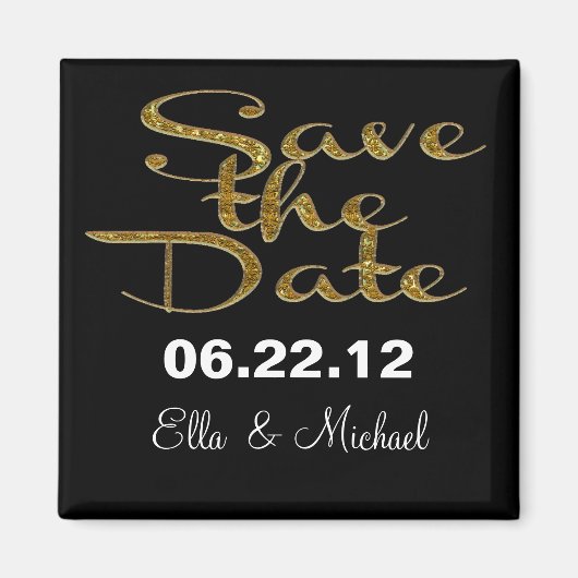Elegant Save the date Zwarte magneet (Voorkant)
