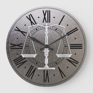 Elegant Scales of Justice   Grafisch metallisch Grote Klok