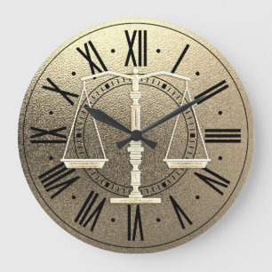 Elegant Scales of Justice   Graphic Gold Metallic Grote Klok