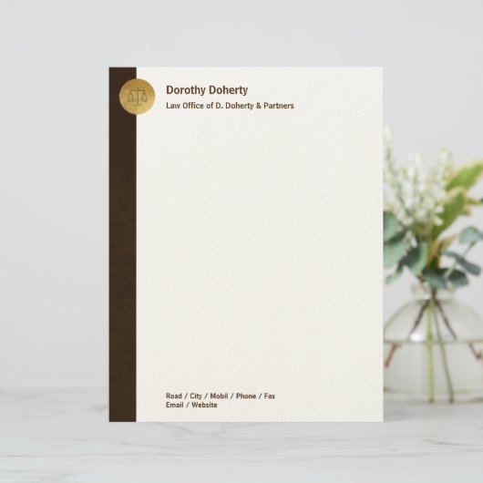 Elegant Scales of Justice | WETTELIJKE KANTOOR Custom Briefhoofd (Staand voorkant)