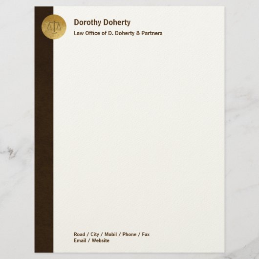 Elegant Scales of Justice | WETTELIJKE KANTOOR Custom Briefhoofd (Voorkant)