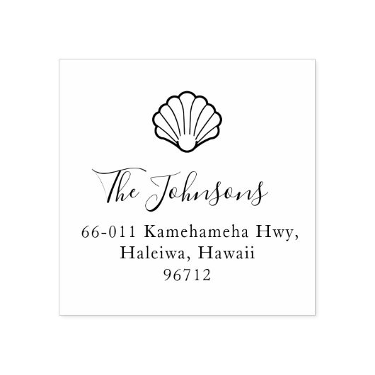Elegant Scallop Shell Nautisch Retouradres Rubberstempel (Afrduk)