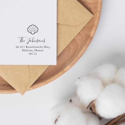 Elegant Scallop Shell Nautisch Retouradres Rubberstempel