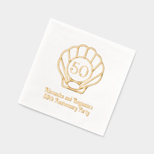 Elegant Scallop Shell Seashell Jubileum Party 2 Folie Servetten