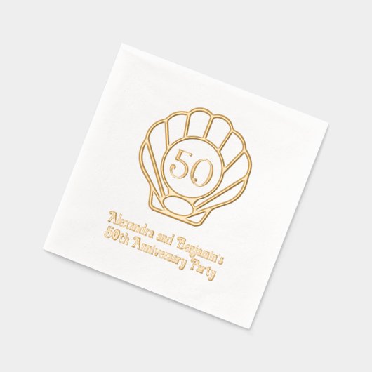 Elegant Scallop Shell Seashell Jubileum Party 2 Folie Servetten (Links)