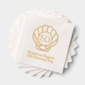 Elegant Scallop Shell Seashell Jubileum Party 2 Folie Servetten (Insitu (Gestapeld))