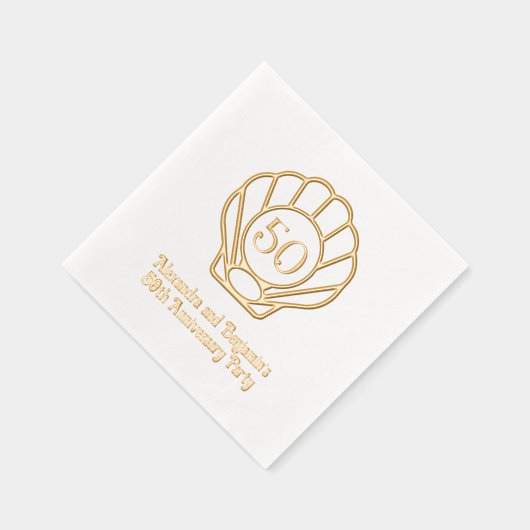 Elegant Scallop Shell Seashell Jubileum Party 2 Folie Servetten (Rechts)