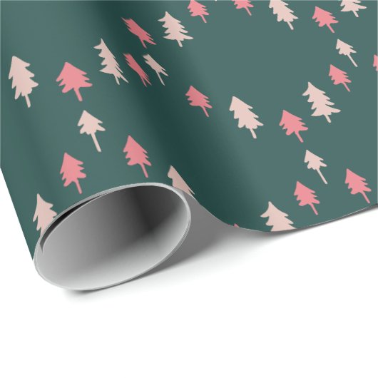 Elegant Scalloped Christmas Trees Wrapping Paper Cadeaupapier (Rol Hoek)