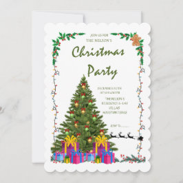 Elegant Scalloped Edge Christmas Party Invite" Kaart