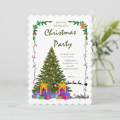 Elegant Scalloped Edge Christmas Party Invite" Kaart (Staand voorkant)
