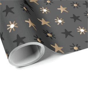 Elegant Scandi Christmas Gold & Black Wrapping Wr Cadeaupapier