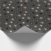 Elegant Scandi Christmas Gold & Black Wrapping Wr Cadeaupapier (Hoek)