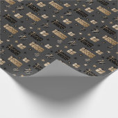 Elegant Scandi-kerstgoud en zwarte wand Cadeaupapier (Hoek)