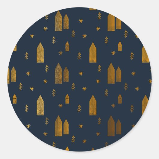 Elegant Scandinavian Kerstmis Ronde Sticker (Voorkant)