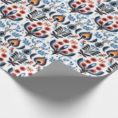 Elegant Scandinavisch Bloemen Folk Wrapping Papier (Hoek)