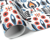 Elegant Scandinavisch Bloemen Folk Wrapping Papier (Rol Hoek)