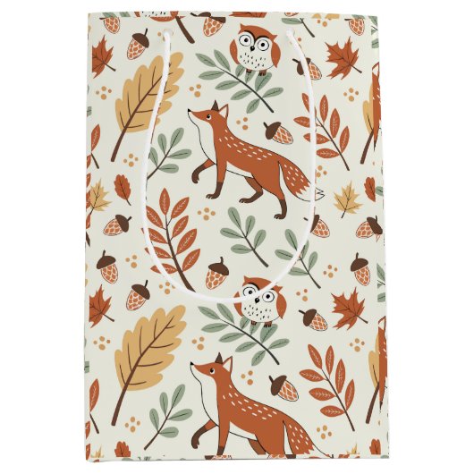 Elegant Scandinavisch Herfst patroon Medium Cadeauzakje (Voorkant)