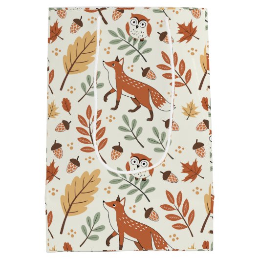 Elegant Scandinavisch Herfst patroon Medium Cadeauzakje (Achterkant)