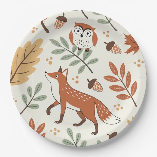 Elegant Scandinavisch Herfst patroon Papieren Bordje (Voorkant)
