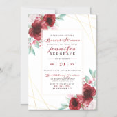 Elegant Scarlet Glam Blooms Floral Vrijgezellenfee Magnetische Uitnodiging (Voorkant)