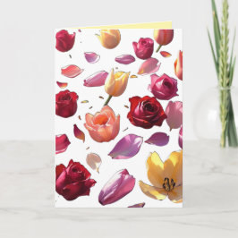 Elegant Scattered Floral Petal Modern Art Greeting Kaart