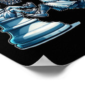 Elegant schaakbord koning schetsspel poster (Hoek)