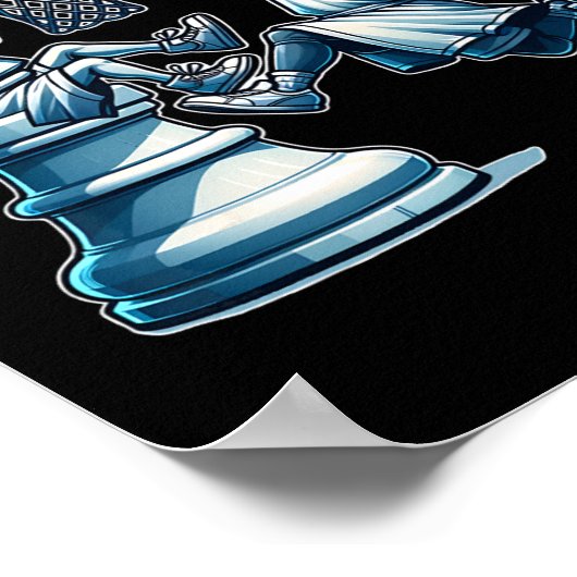 Elegant schaakbord koning schetsspel poster (Hoek)