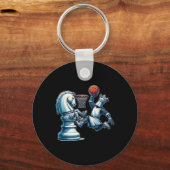 Elegant schaakbord koning schetsspel sleutelhanger (Voorkant)