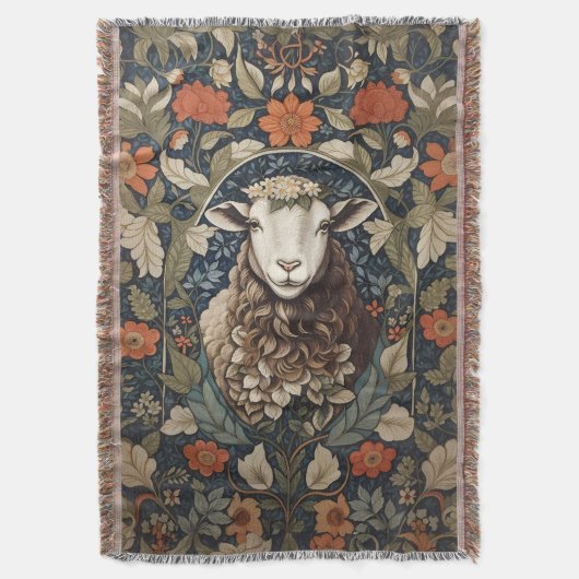 Elegant Schaap William Morris Floral Deken (Voorkant Verticaal)