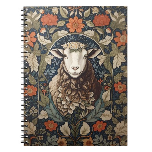 Elegant Schaap William Morris Floral Notitieboek (Voorkant)