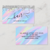 Elegant schaar Zilver Glitter Drift Holographic Visitekaartje (Voorkant / Achterkant)