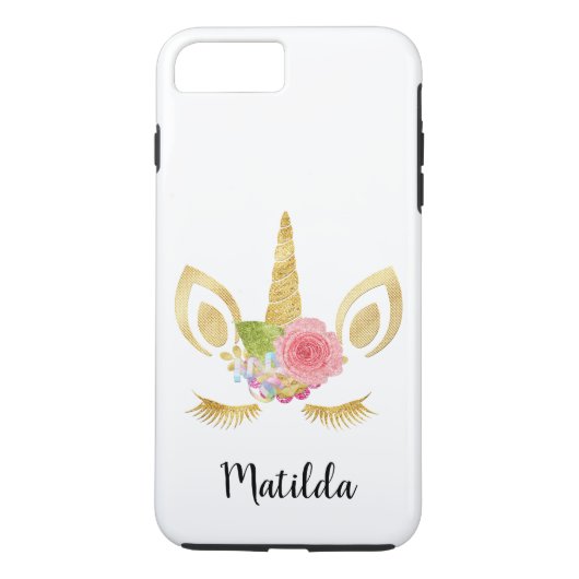 Elegant schattig  bloemgoud glitter unicorn Case-Mate iPhone case (Achterkant)