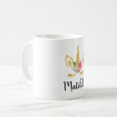 Elegant schattig  bloemgoud glitter unicorn koffiemok (Voorkant links)