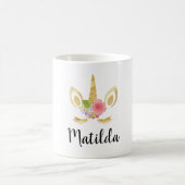 Elegant schattig bloemgoud glitter unicorn koffiemok (Center)