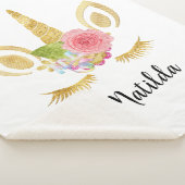 Elegant schattig  bloemgoud glitter unicorn sherpa deken (3/4)