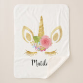 Elegant schattig  bloemgoud glitter unicorn sherpa deken (Voorkant)