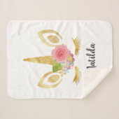 Elegant schattig  bloemgoud glitter unicorn sherpa deken (Voorkant (horizontaal))