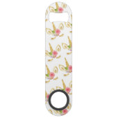 Elegant schattig  bloemgoud glitter unicorn speed flessenopener (Achterkant)