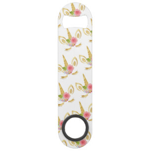Elegant schattig  bloemgoud glitter unicorn speed flessenopener