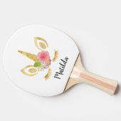 Elegant schattig bloemgoud glitter unicorn tafeltennisbatje (Zijkant)