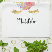 Elegant schattig  bloemgoud glitter unicorn theedoek (Gevouwen)