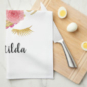 Elegant schattig  bloemgoud glitter unicorn theedoek (Quarter Fold)