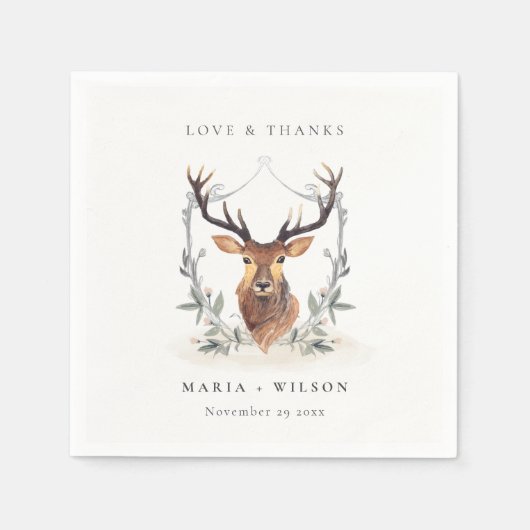 Elegant Schattig Donker Herten Bloemenkroon Bruilo Servet (Voorkant)