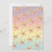 Elegant schattig eerjarig goud glitter unicorn kaart (Achterkant)