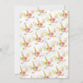 Elegant schattig eerjarig goud glitter unicorn kaart (Achterkant)
